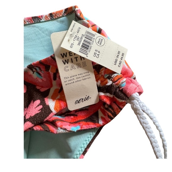 Aerie Buzzed Terry Ruched High Cut Cheeky Bikini Bottom size SMALL NWT - Picture 5 of 8